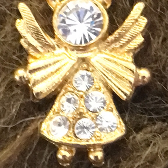 Vintage CAMCO gold tone crystal angel necklace - Picture 7 of 8